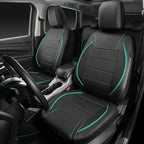 CAR PASS Universal FIT Piping Leather Car Seat Cover, for suvs,Van,Trucks,Airbag Compatible,Inside Zipper Design and Reserved Opening Holes (Full Set, Black and Mint)