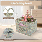Storage Basket Boho Fabric Large Collapsible Floral Laundry Nursery Hamper Portable Folding Storage for Clothes Toys (Light G