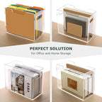 Acrylic Hanging File Folder Organizer, Letter Size Clear Filing Organizer Box with Handles, Magazine File Holder for Desk Hom