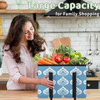 Reusable Grocery Bags Heavy Duty Shopping Bags Foldable Large Tote Bags with Long Handles & Hard Bottom