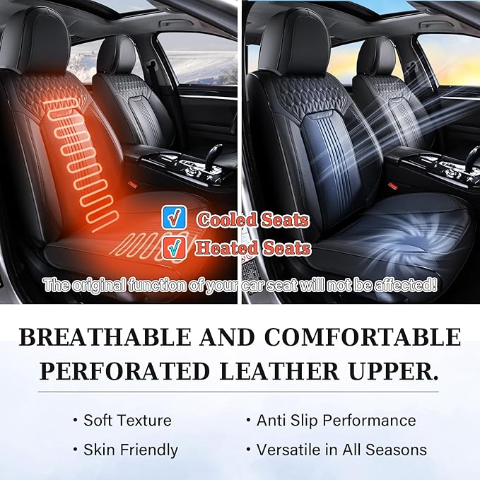 Coverado Seat Covers, Car Seat Covers Front Seats, Black Seat Cover, Waterproof Car Seat Cushion, Front Car Seat Covers Leath