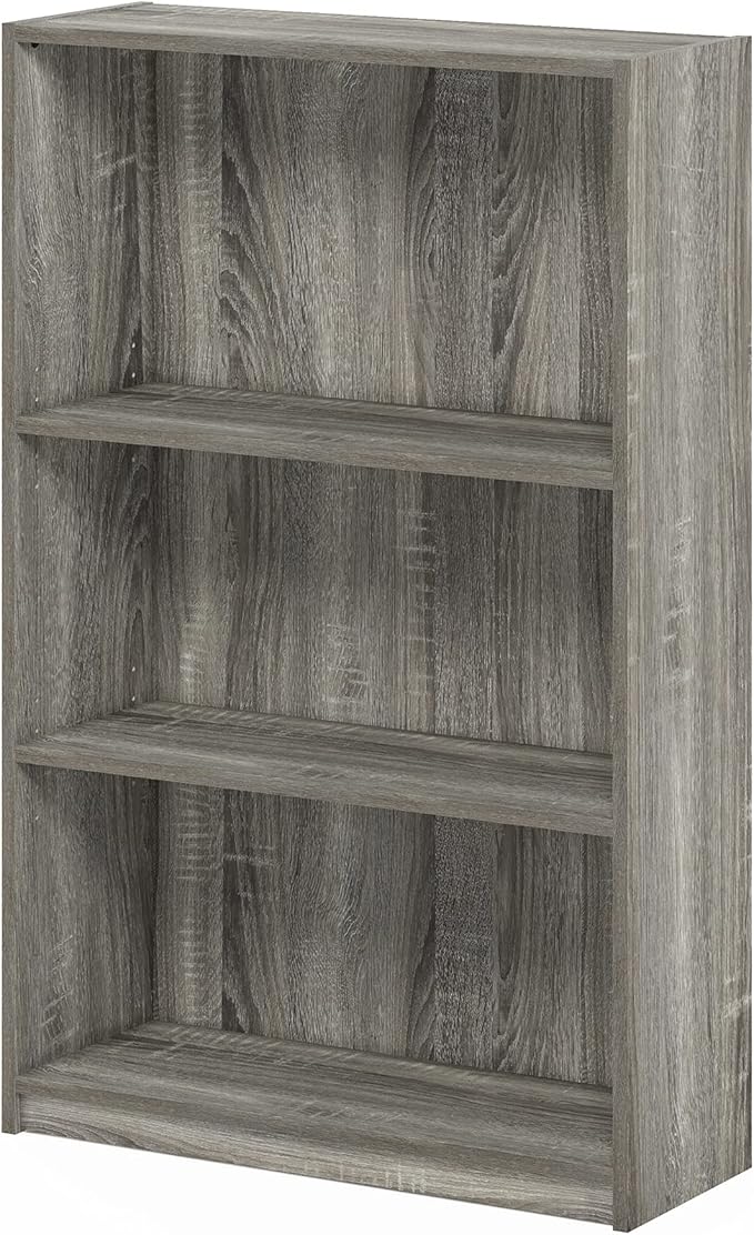 Furinno JAYA Book Shelf, 3-Tier Bookshelf, Bookcase with Adjustable Shelves, 9.5 x 24.5 x 40.3, for Organization and Storage,