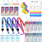Cruise Ship Essentials Kit Include Cruise Luggage Tags Holder, Cruise Lanyards, Cruise Power Strip, Towel Bands and Clips, Wa