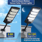 2 Pack Solar Street Lights Outdoor Waterproof,6500K LED Motion Sensor Lights,Dusk to Dawn Solar Flood Lights with Remote,Parking Lot Light,Commercial Area Lighting for Outside