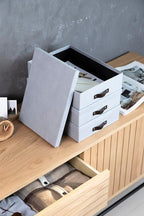 Bigso Oskar Canvas Fiberboard Document Letter Box | File Organizer Document Box for Important Paperwork | Document Storage Bo