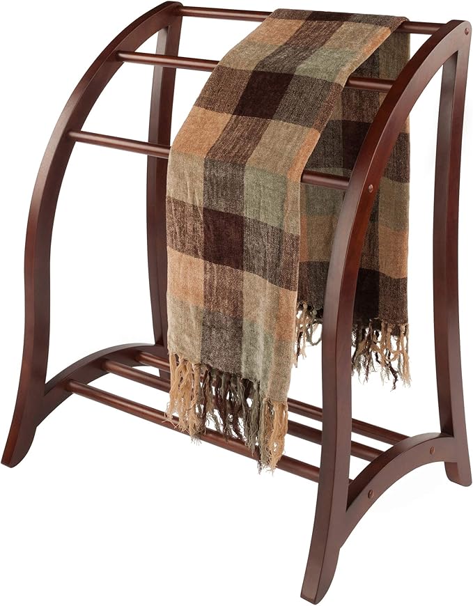 Winsome Wood Quilt Rack With 3 Rungs, Antique Walnut (94036)