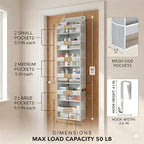 HOMELUX THEORY UPGRADED 6 Tiers Over The Door Organizer Hanging - 100D EXTRA THICK & 50lbs HUGE CAPACITY, 12 Side Mesh Pocket