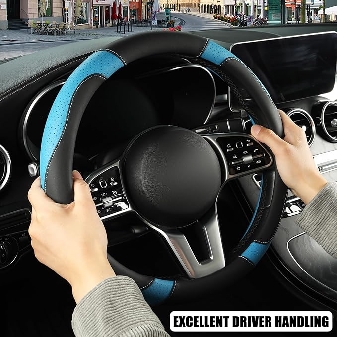 Microfiber Leather Steering Wheel Cover Large Size for Ford F150 F250 F350 F450 RAM 4Runner Tacoma Tundra Sequoia Model S Mod