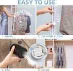 Hanging Vacuum Storage Bags with Electric Pump, 4 Pack (53 x27.5 inch), Vacuum Seal Bags for Clothing, Garment Storage for Sh
