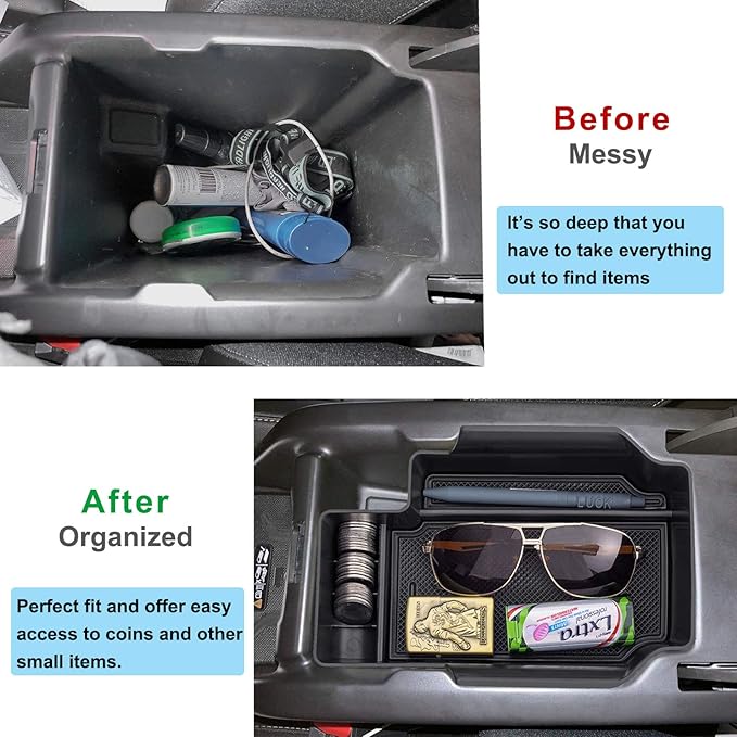 PIMCAR Center Console Organizer Compatible with Chevy Colorado/GMC Canyon 2015-2021 2022, Armrest Insert Tray Secondary Storage Box-Black