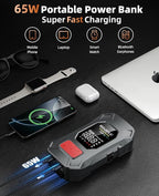 7500A Jump Starter with 180PSI Air Compressor, 24000mAh Car Battery Jump Starter(All Gas/10.0L Diesel), 65W Fast Charge,