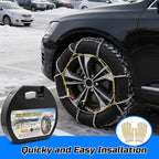Auto Tightening Snow Chains Tire Chains Quick Easy Installation HKN140 Set of 2 for Cars SUV Pickup Trucks RV 215 225 235 245
