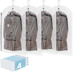 Hanging Vacuum Storage Bags, 4 Pack (41.3 x27.6 inch), Vacuum Seal bags for Clothing, Space Saver Garment for Short Clothes, 