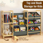 Kids Bookshelf and Toy Storage Organizer with 3-Tier Book Display and Shelves, Kids Toy Organizers and Storage with Bins, Boo