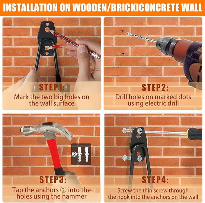 KOFANI Garage Hooks Heavy Duty, 12 Pack Anti-Slip Coating Garage Wall Storage Hooks for Hanging Bike, Ladder, Garden Tools