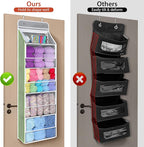 Univivi Hanging Yarn Storage Organizer with 5 Zipper Closure Compartments, Large Capacity Knitting Organizer Storage, Over th