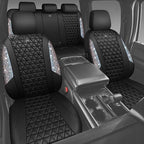 CAR PASS Bling Diamond Leather Car Seat Covers Full Seats Interior Sets, Waterproof Shining Glitter Sparkly Crystal Universal