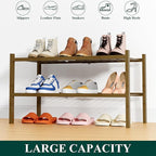 Smiry Shoe Rack, 2 Tier Thick Bamboo Shoe Organizer, Stackable Free Standing Wooden Shoe Storage Shelf for Closet, Entryway, 
