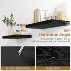 Fun Memories 36 Inch Floating Shelves in Black, 9.3 Inch Deep Floating Shelf for Bathroom Living Room Kitchen, Rusitc Wall Mo
