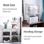 Clear Stackable Plastic Storage Bins with Magnetic Attraction Lid, Acrylic Box Display Case Showcase for Cosmetic, Large Figu