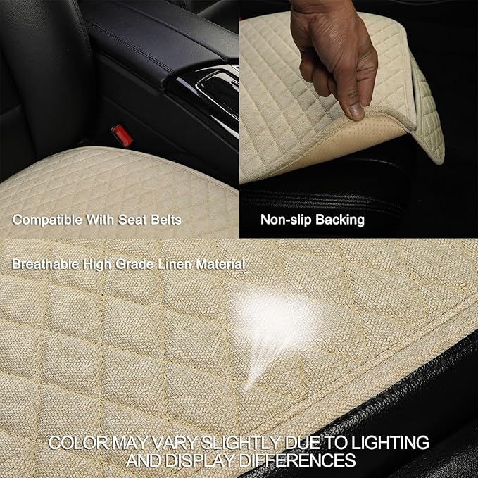 West Llama Linen Car Seat Covers,Bottom Seat Covers for Cars Include 1 Pair Front Driver Seat Pad Mat and 1 Rear Bench Cover 