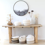 Hinwo Oval Cotton Rope Storage Basket Collapsible Nursery Storage Box Container Organizer with Handles, 13 x 10 inches, Cream