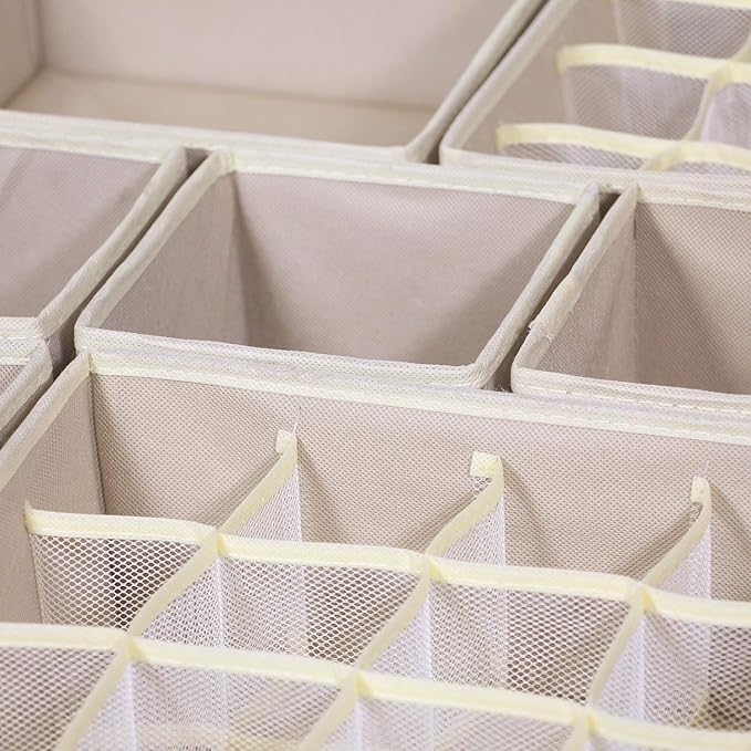TENABORT 21 Pack Foldable Drawer Organizer Dividers Cloth Storage Box Closet Dresser Organizer Cube Fabric Containers Basket 