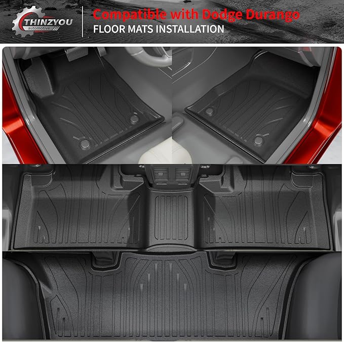 Floor Mats Compatible with 2016-2025 2026 Dodge Durango 6 Seats Cargo Mat Back Seat Protector Trunk Liner 2024 Durango Accessories (Fit 6 Seats, 3rd Row Backrest Mats+Trunk Mat+Floor Mats)