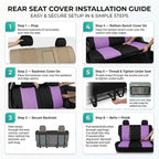FH Group Automotive Rear Car Seat Covers for SUV, Trucks, Sedan and More - Universal Fit Rear Solid Bench Design Interior Acc