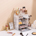 Sorbus Acrylic Makeup Organizer Set, 6-Drawer Vanity & Countertop Cosmetic Storage with Small & Wide Compartments, Marble Pri