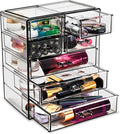 Sorbus Acrylic Makeup Organizer Set, 7-Drawer Vanity & Countertop Cosmetic Storage with Small & Wide Drawers, Black Jewel Mak