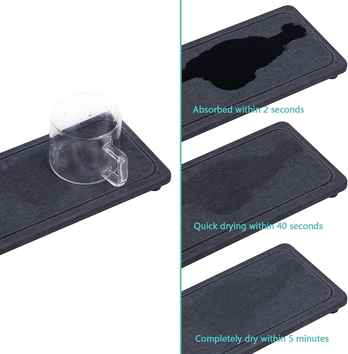 NiuYichee 2 Pcs Water Absorbing Stone Trays, Kitchen/Bathroom Sink Soap Dish, Diatomite Tray Used for Hand Soap & Cosmetic Bo
