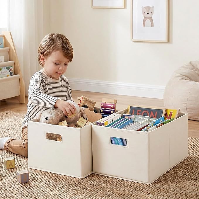 StorageWorks Fabric Storage Bins for Shelves, Closet Organizers and Storage Baskets, Closet Storage Bins with Cutout Handles,