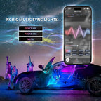 OPT7 Aura DreamColor RGB-IC Car Interior Ambient Light, 6PC Single Row LED Strips, Color Chasing Light Kit w/APP & Remote Control, Universal for Vehicles SUV Truck Pickup Van