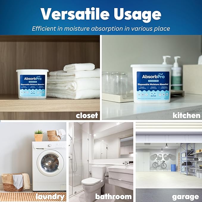 Moisture Absorber Tub Fragrance Free - 3-Pack - 18 oz Unscented Disposable Odor Eliminator Box & Dehumidifier for Garage,