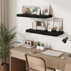 Fun Memories 32 x 12 Floating Shelves Wall-Mounted - Rustic Wood Shelf - 12 Inch Deep Floating Shelves for Wall - Large Stora