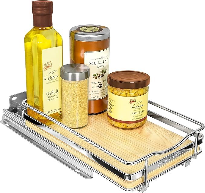 LYNK PROFESSIONAL® Élite™ Pull Out Spice Organization for Cabinets - 6-3/8 inch Wide – Spice Rack for Inside Cabinets – Wood/