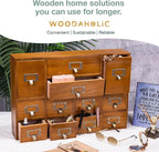 12-Drawer Apothecary Cabinet - Index Card Organizer - Vintage Chest of Drawers - Mahogany Wooden Organizer - Office Desktop D