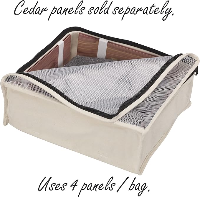 Household Essentials Canvas Sweater Storage Bags, 2-Pack, Breathable Cotton, Under-Bed Zippered Storage with Clear Top Window