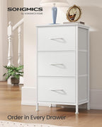 SONGMICS Dresser for Bedroom, Chest of Drawers, Steel, MDF, 3 Non-Woven Fabric Drawers, Storage Organizer Unit, Closet, Entry