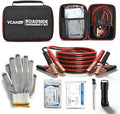 Car Emergency Safety Kit Bag with Jumper Cables, Tire Pressure Gauge, Auto Vehicle Safety Road Side Assistance Kits Essential