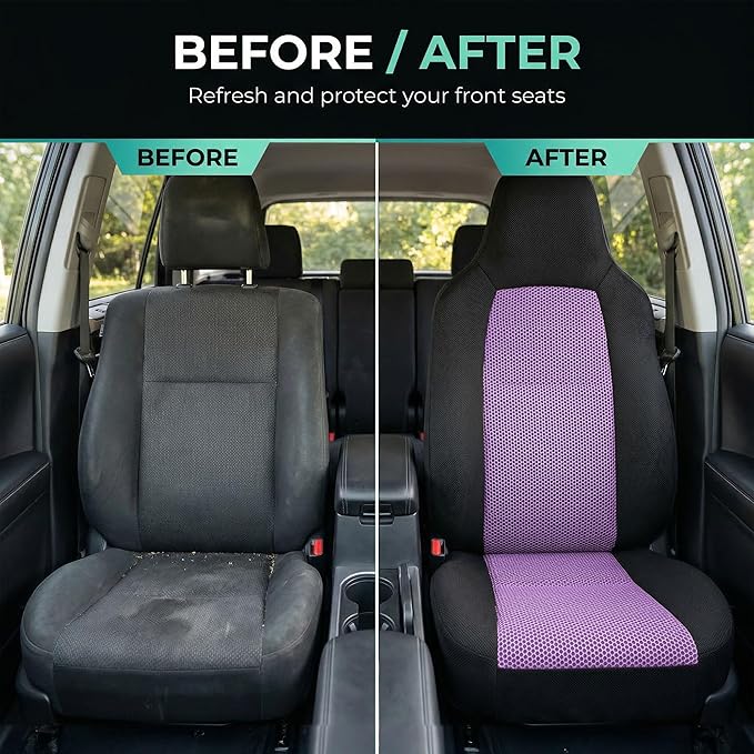 FH Group Automotive Front Car Seat Covers for SUV, Trucks, Sedan and More - Universal Fit Rear Solid Bench Design Interior Ac