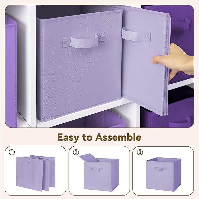 GRANNY SAYS Cube Storage Bins, 13 Inch Cube Storage Organizer, Fabric Storage Bins, Storage Cubes for Shelves, Closet, Purple