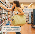 Nook Theory 3-Pack Reusable Grocery Bags - Heavy Duty, Large 12 Oz Cotton Canvas Reusable Shopping Bags With Pockets, 100% Cotton Cloth Grocery Totes, Foldable Multi Compartment (Army Green)