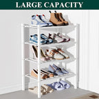 Smiry Bamboo Shoe Rack for Closet, 4 Tier Small Wooden Stackable Shoe Organizer, Free Standing Shoes Storage Shelf for Entryw