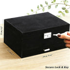 QBestry Jewelry Box for Women with Drawer, 3-Layer Large Jewelry Organizer with Lock & Key, 8 Necklace Hooks & 56 Earring Hol