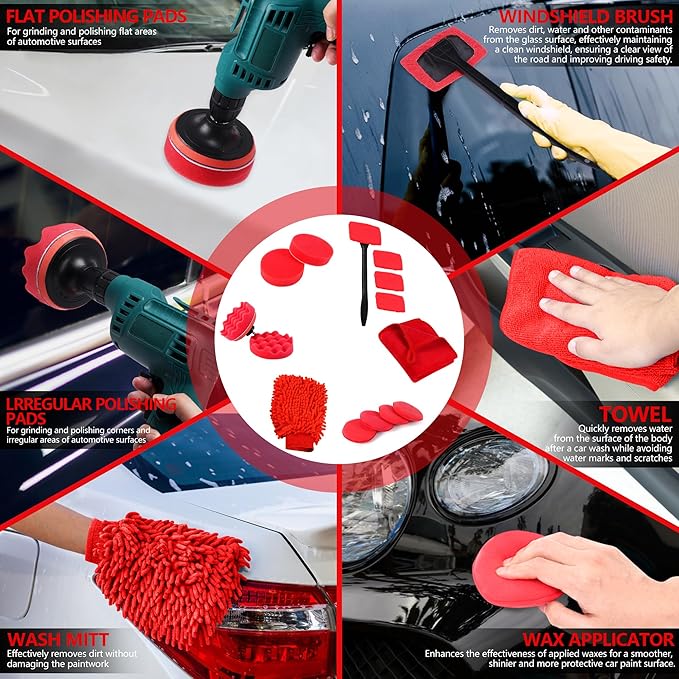 35Pcs Car Detailing Kit, Car Cleaning Kit with Windshield Cleaning Tool and Tool Box, Interior & Exterior Auto Care Supplies 