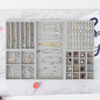 Fixwal Jewelry Organizers and Storage, 14in Stackable Jewelry Drawer Organizer, Set of 5 Jewelry Trays with Removable Divider