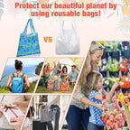Eccliy 24 Pieces Reusable Grocery Bags Polyester Shopping Bags for Groceries Multi Colors Reusable Foldable Shopping Tote(Plants Style)