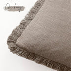 Foindtower Set of 2 Decorative Linen Fringe Lumbar Throw Pillow Covers Boho Farmhouse Cushion Cover with Tassels Soft Accent 